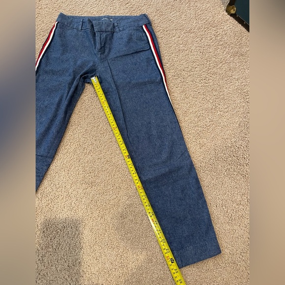 Women's OLD NAVY Mid-Rise PIXIE ankle side stripe LINEN blend pants - Picture 5 of 10